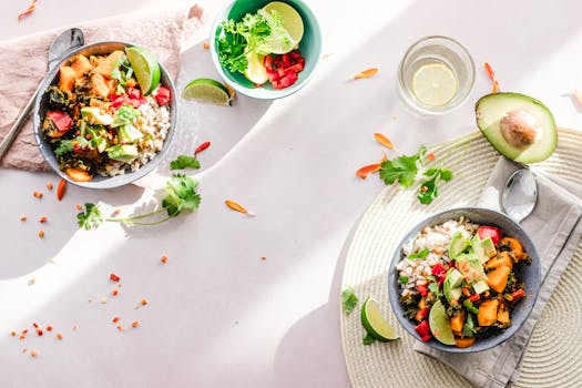 colorful bowls of healthy food