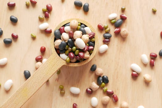 colorful variety of beans and legumes