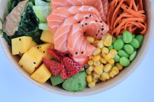 colorful array of fiber-rich fruits and vegetables