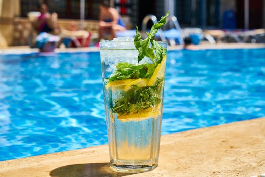 A glass of refreshing water with lemon slices